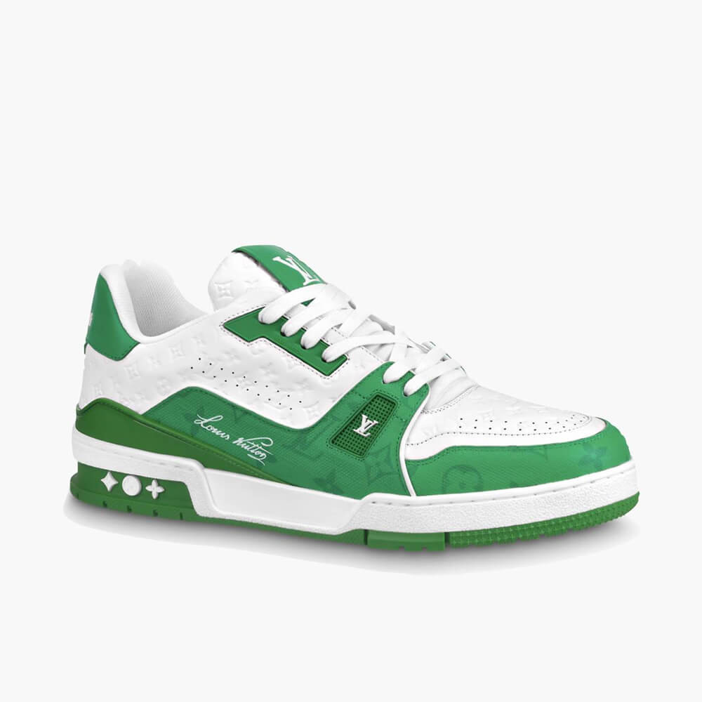 Louis Vuitton LV Trainer Sneaker Signature Green White 1AANG3