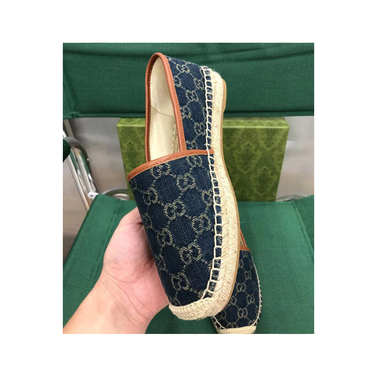 Gucci Jacquard GG Denim Espadrille 580877