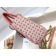 Lady Dior Mini Coral Pink Two-Tone Thread Embroidery Bag M0505 With Honeycomb Pattern And Rhinestones