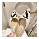 Jimmy Choo Love Flats Leather Pumps In White and Black Logo 231161