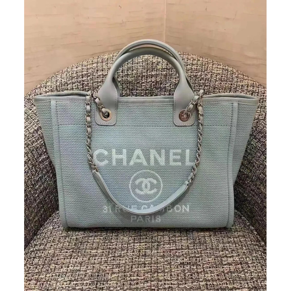 Chanel Deauville Shopping Bag in Mixed Fibers AS3351 Grey