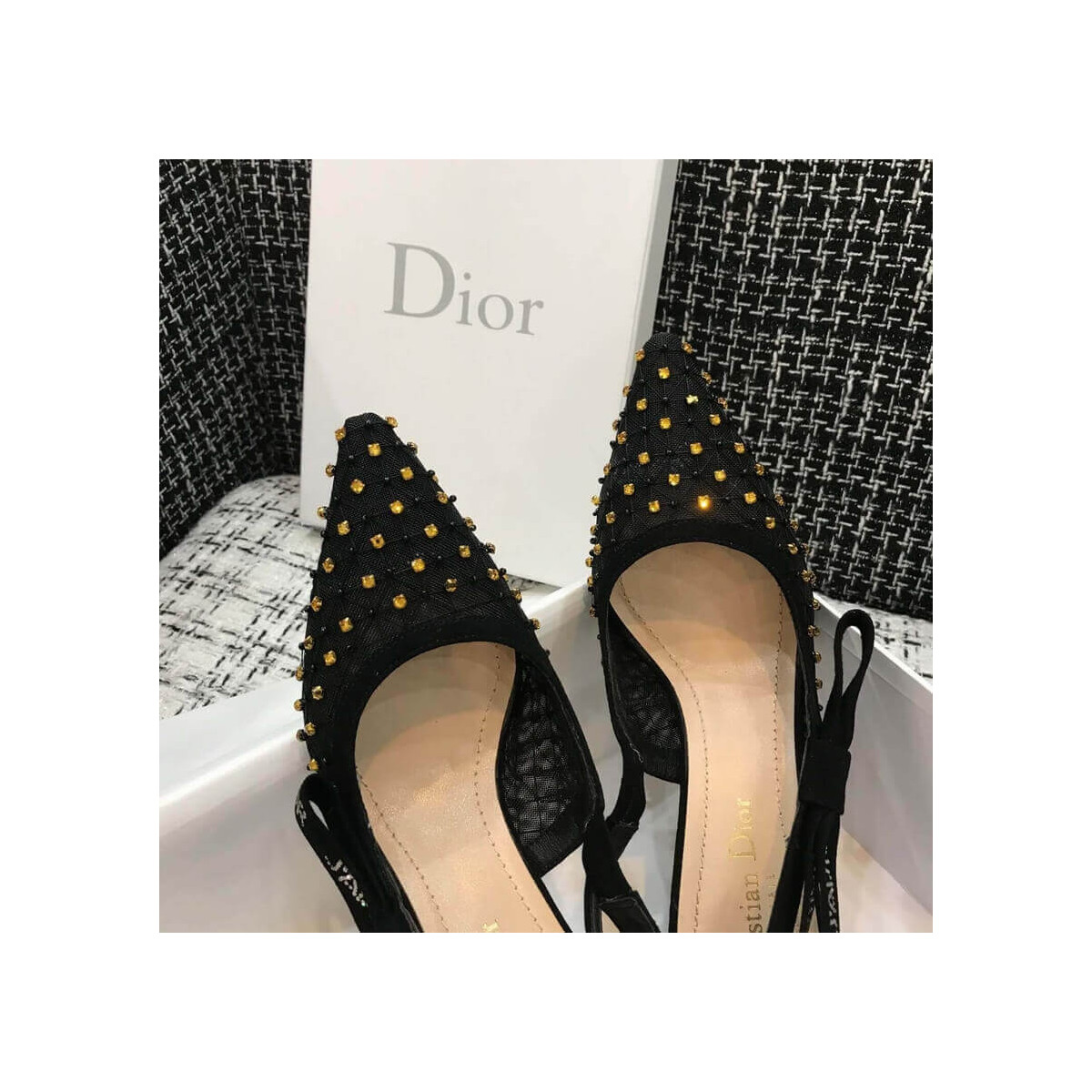 Dior J&#039;adior Slingback Pump with Thread and Bead Embroidery P767