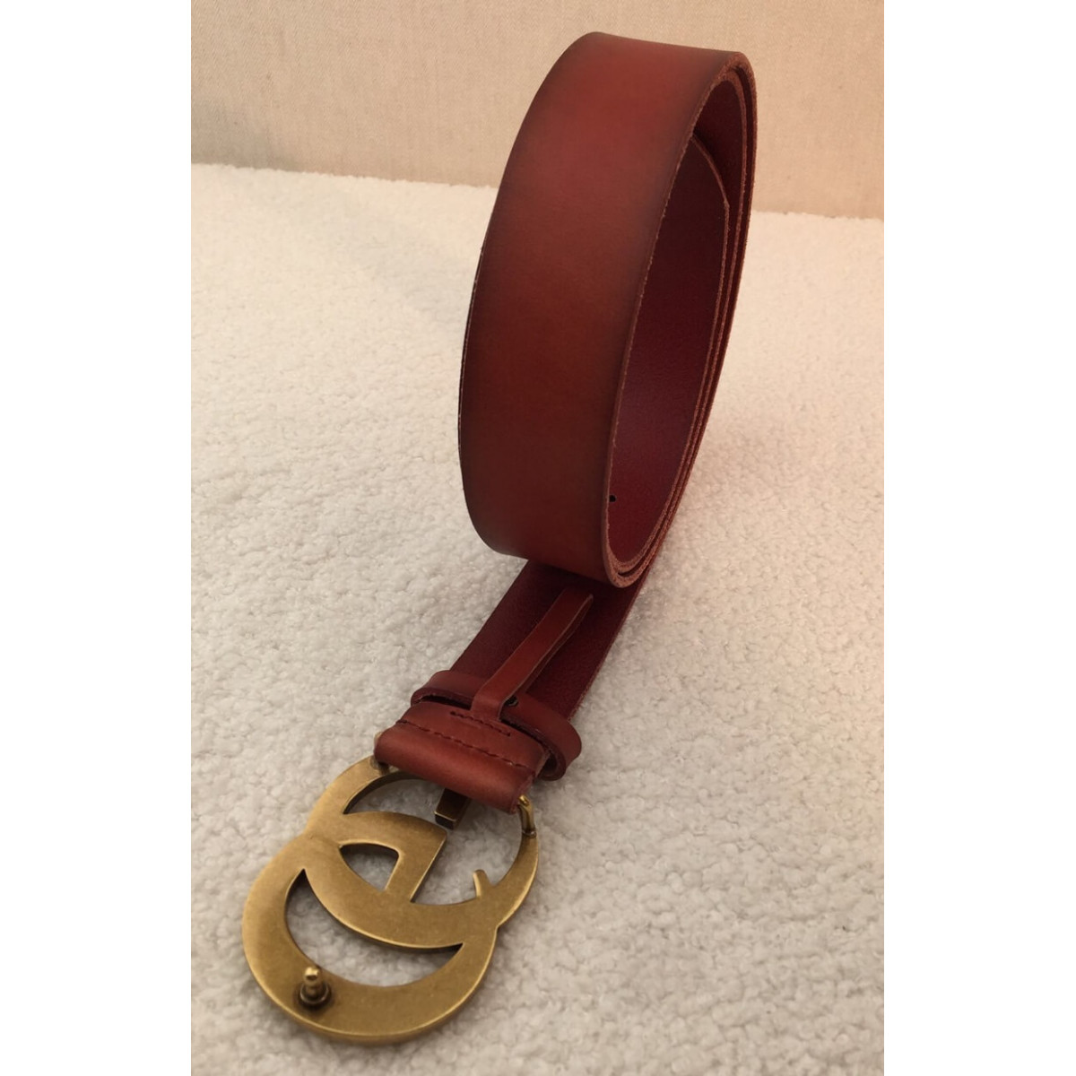 Gucci Leather Belt 40mm With Double G Brass Buckle 406831