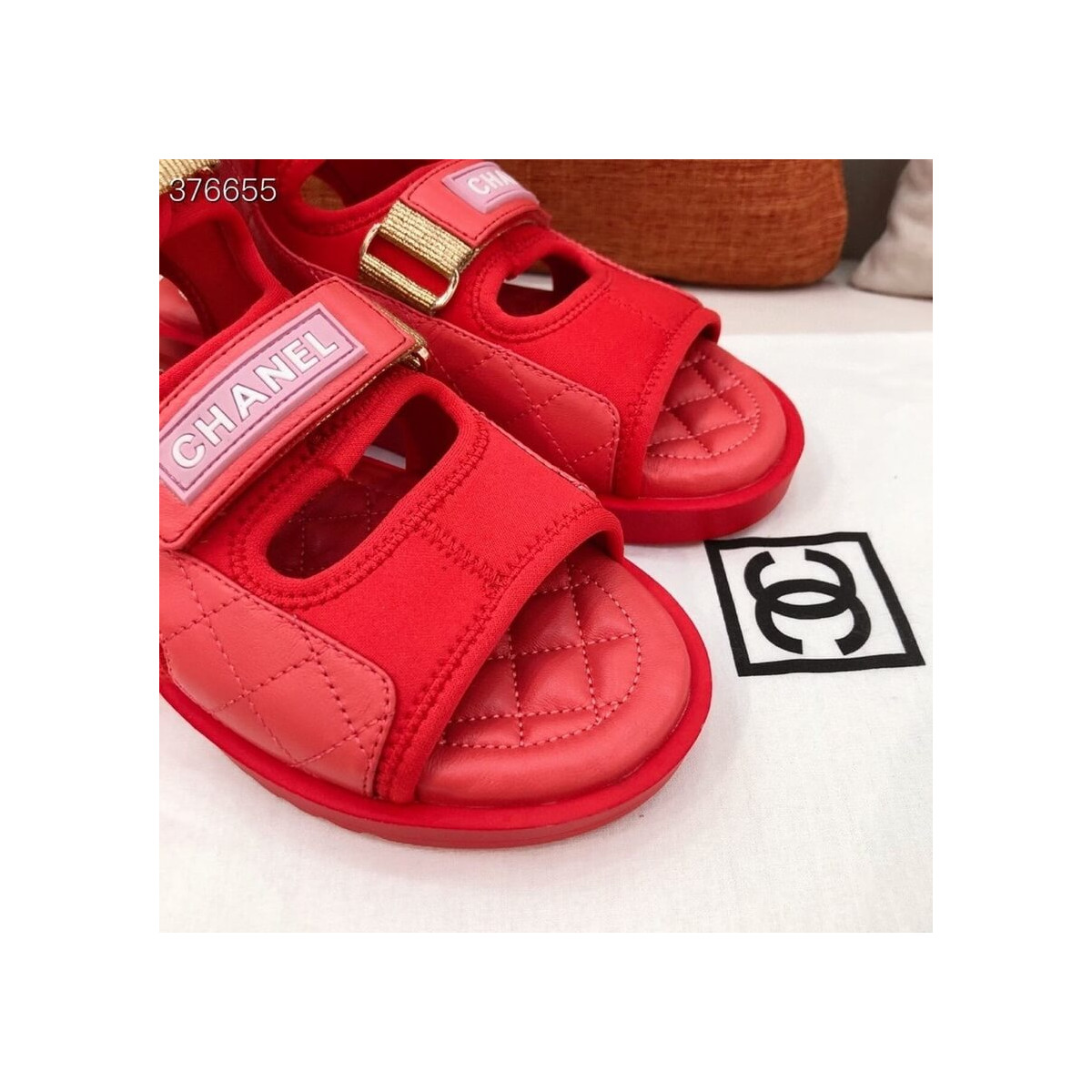 Chanel Goatskin with Fabric Sandals G37231