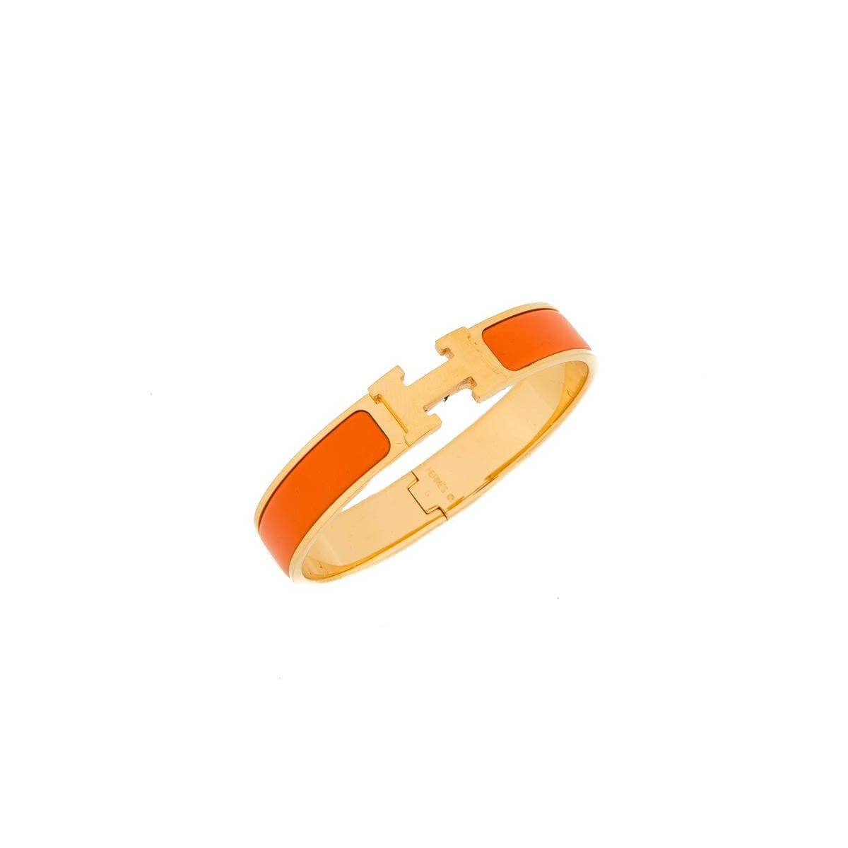 Hermes Narrow Clic H Bracelet In Orange