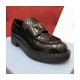 Prada Black Chocolate Brushed Leather Loafers 1D246M