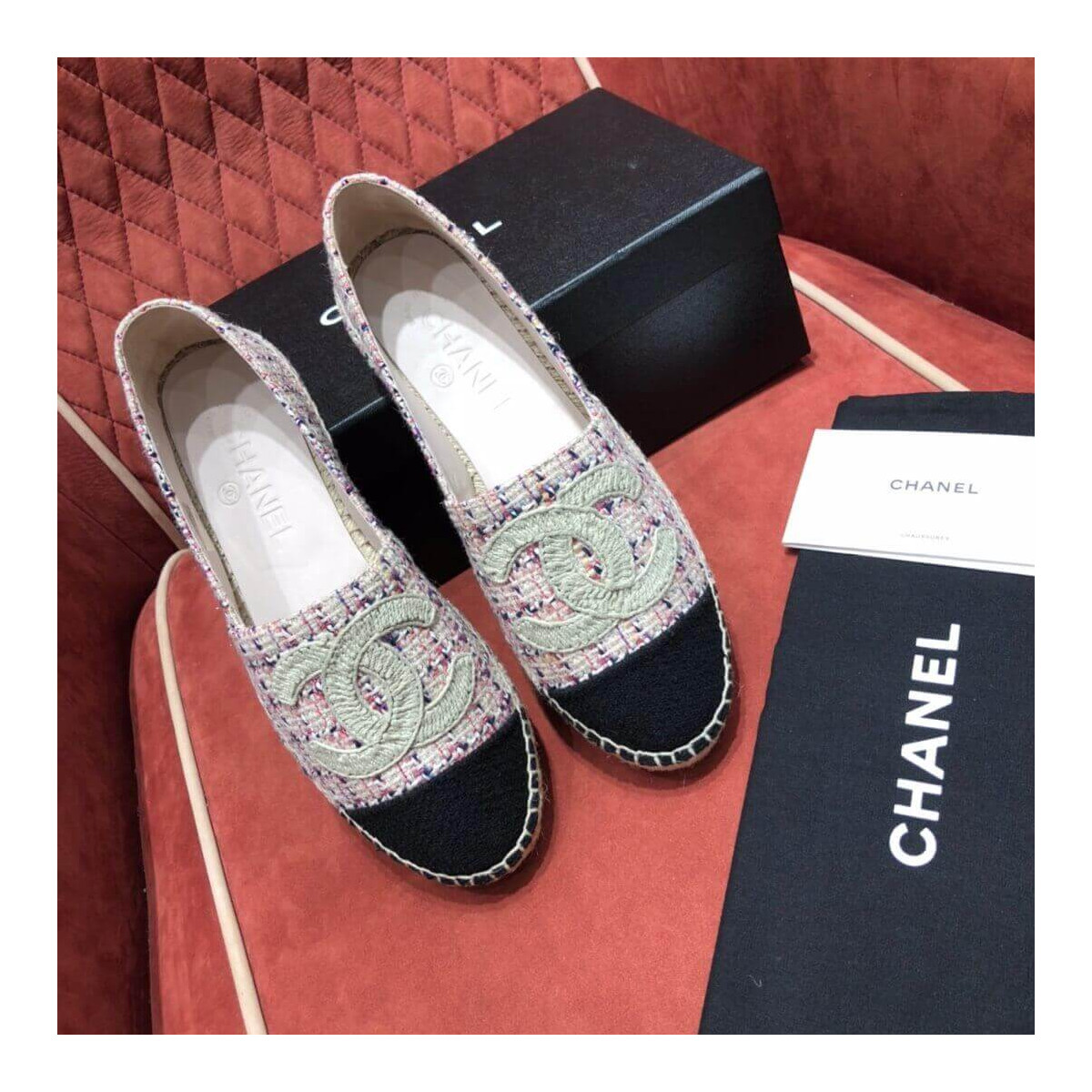 Chanel Tweed &amp; Grosgrain Espadrilles G29762