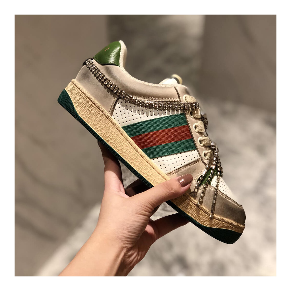 Gucci Screener Sneaker With Crystals 570903