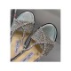 Jimmy Choo Aadi Platinum Ice Dusty Glitter Flats With Crystal Chain C6137