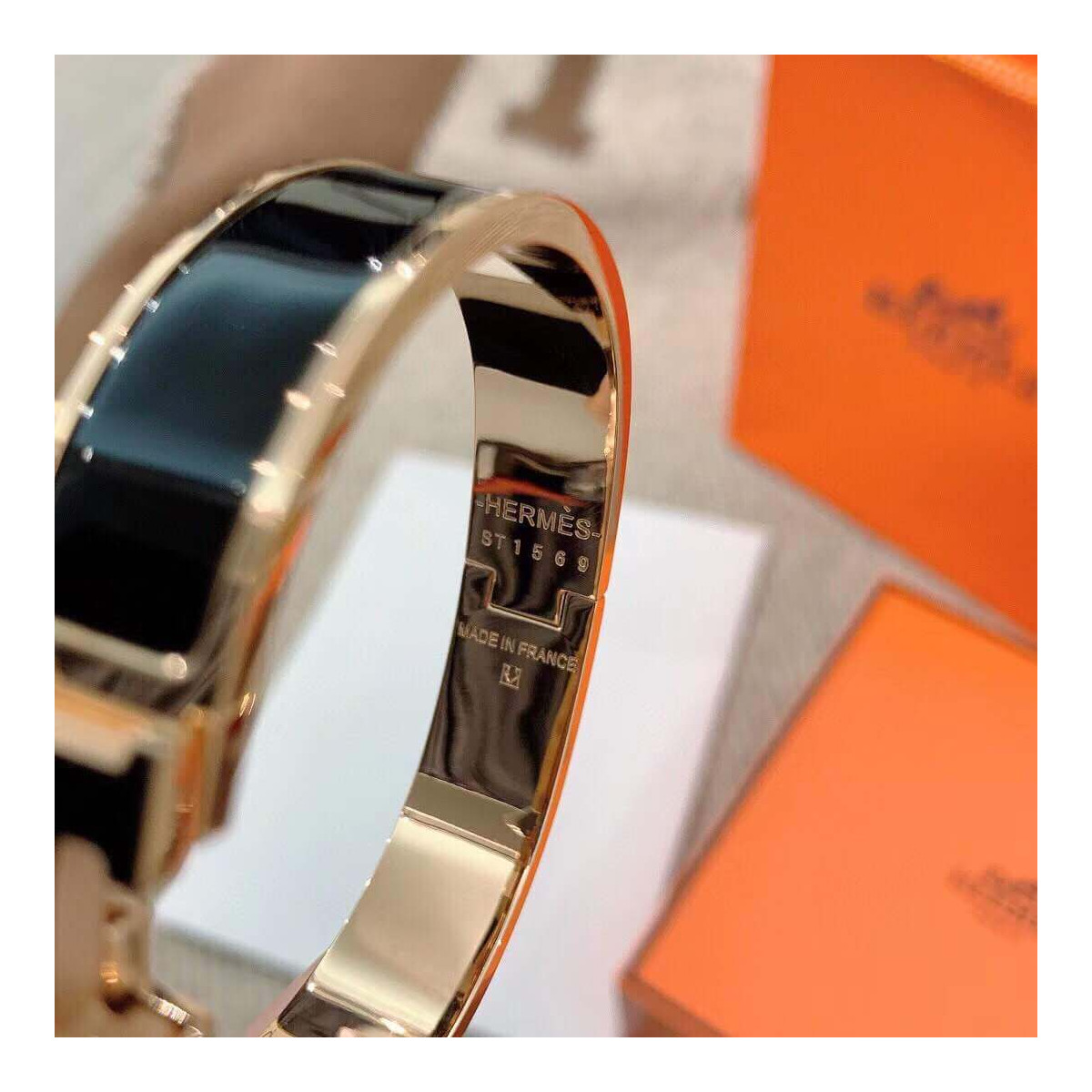 Hermes Narrow Clic Clac H Enamel Bracelet