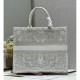 Dior Book Tote Gold-Tone and White Butterfly Around The World Embroidery