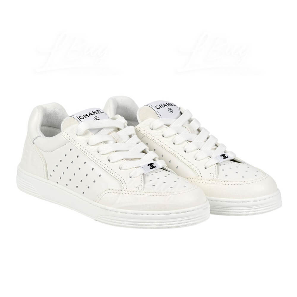 Chanel Logo Low Top Sneakers White G38808