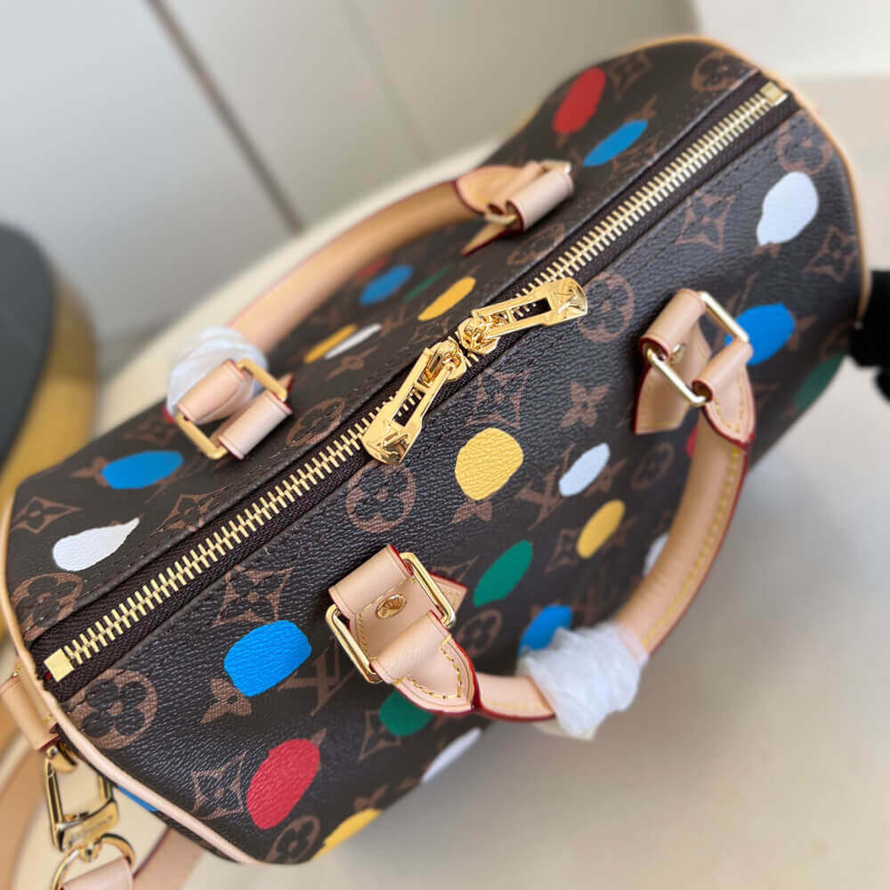 LV x YK Speedy Bandouliere 25 with 3D Painted Dots Print M46433