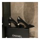 Chanel Calfskin &amp; Velvet Pump With Pearl G178144