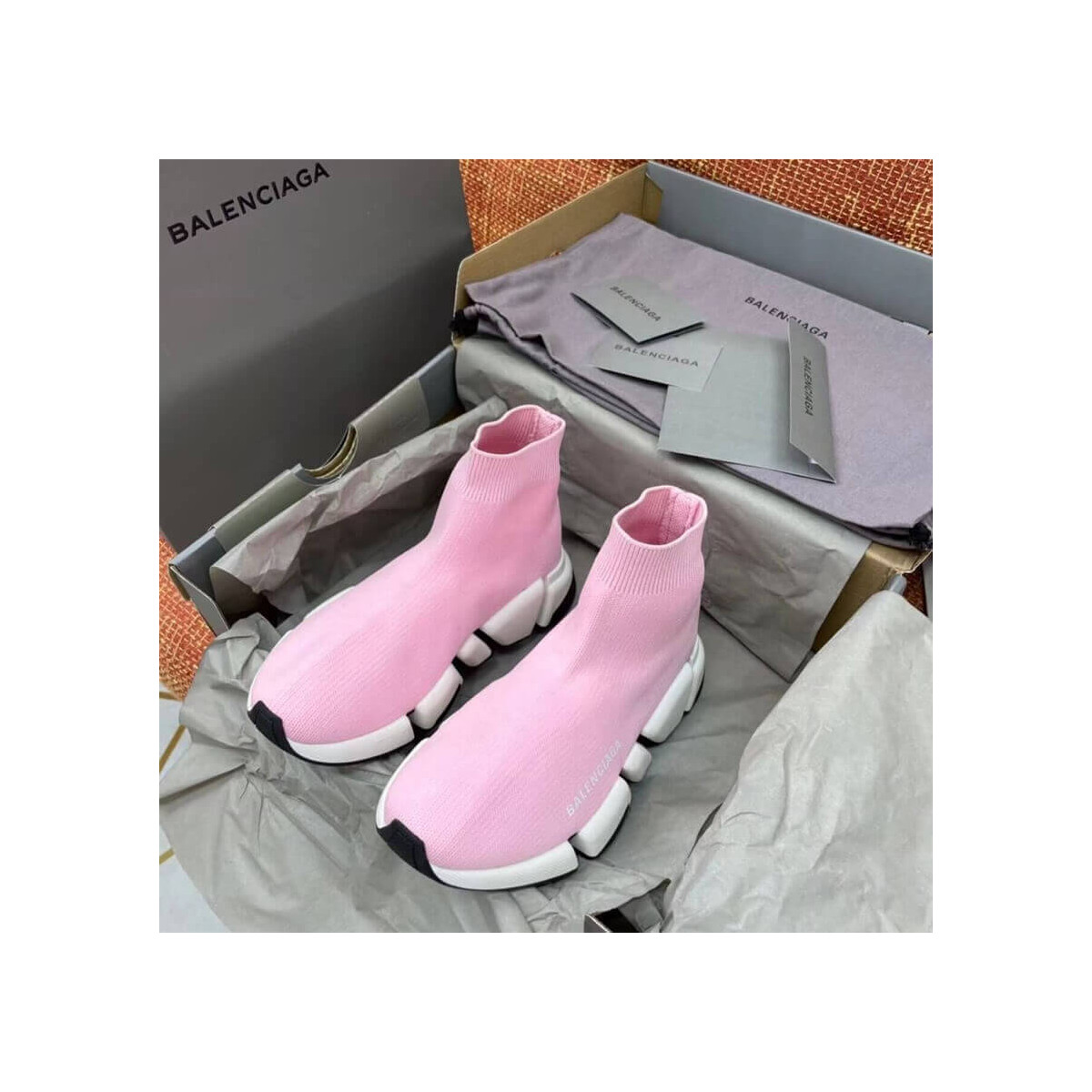 Balenciaga Speed 2.0 Knit Sock Sneakers 617239 Pink