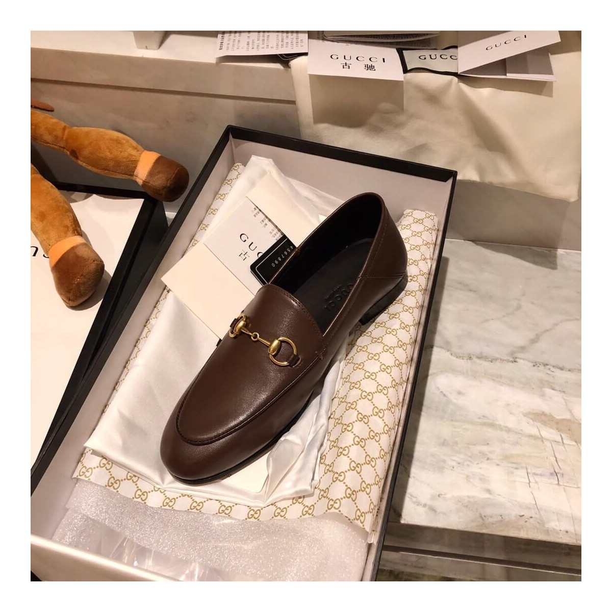 Gucci Leather Horsebit Loafer 414998 Coffee