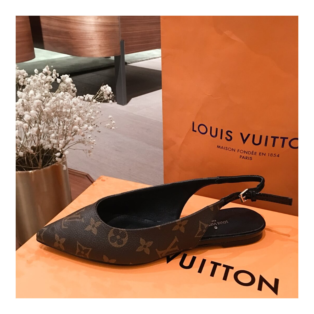 Louis Vuitton Monogram Cherie Slingback Ballerina 1A68AV