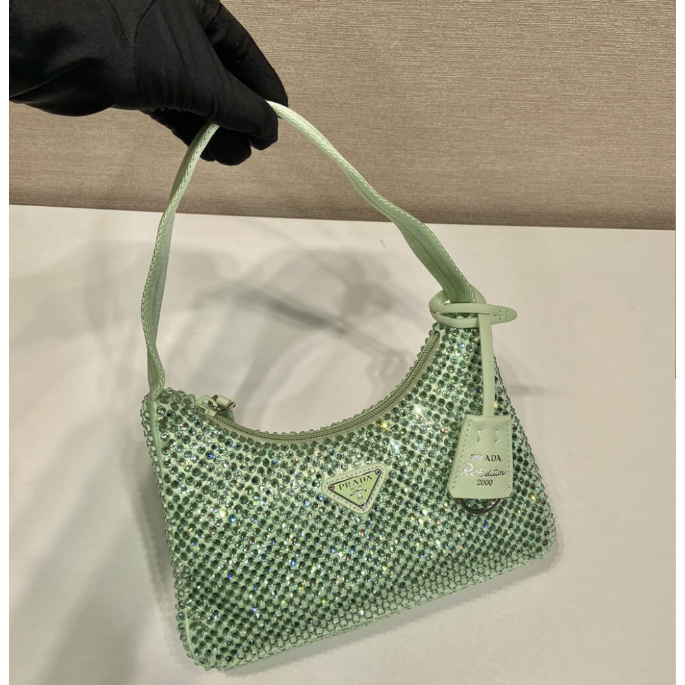 Prada Satin Mini-Bag With Artificial Crystals 1NE515