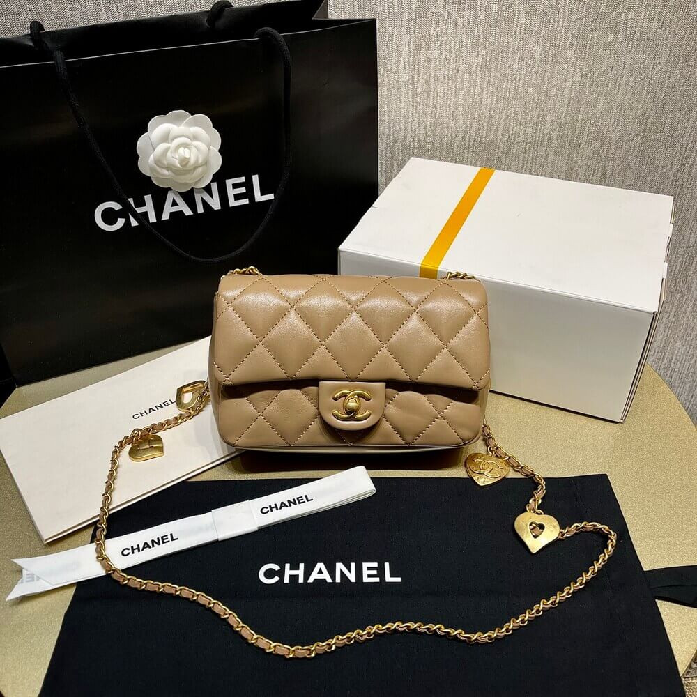 Chanel Mini Flap Bag 20cm Heart Chain AS3457