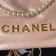 Chanel Mini 22 Handbag in Shiny Crumpled Calfskin Black with Pearl Chain AS4416