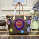 LV x YK Monogram Neverfull MM with Faces Print and Embroidery M46447