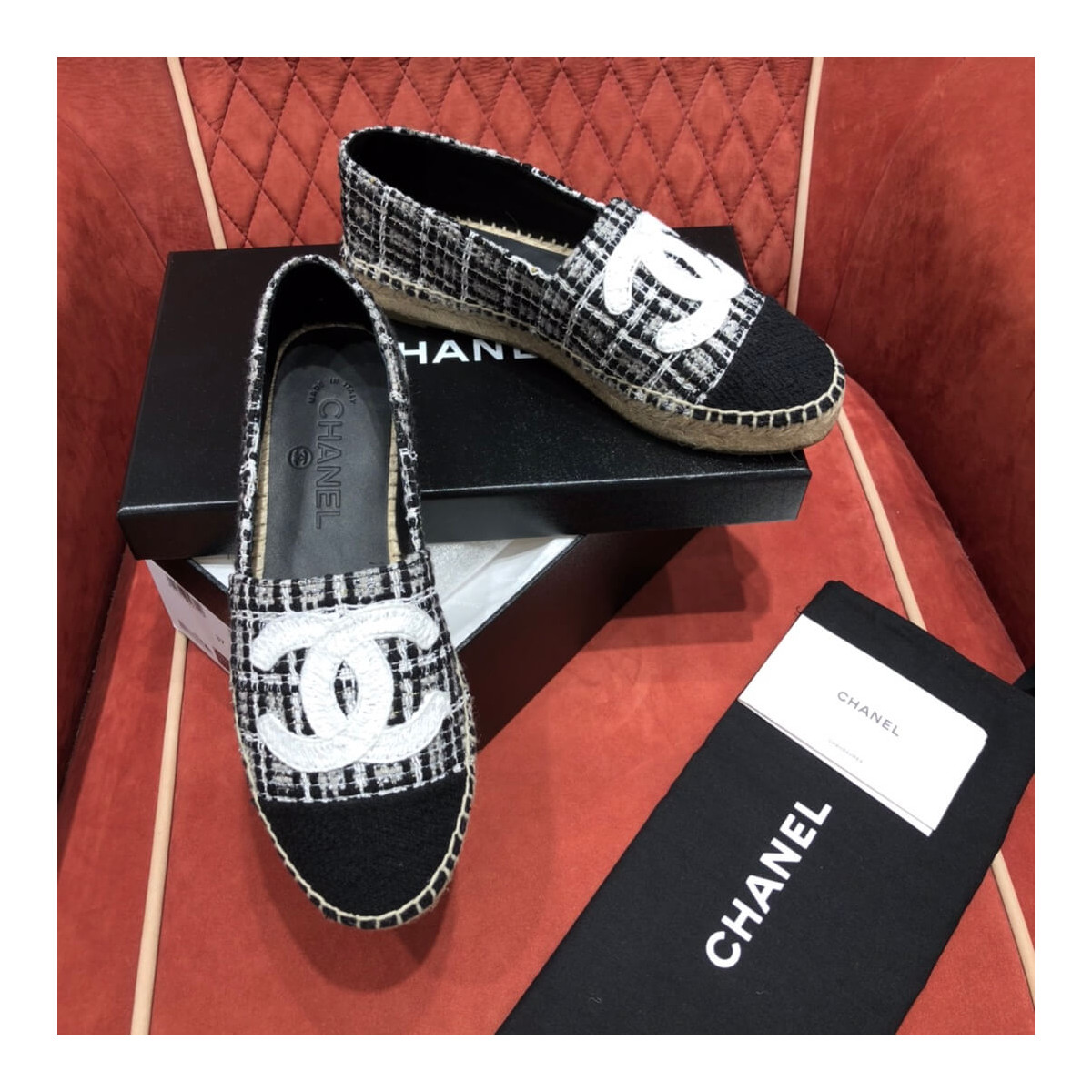 Chanel Tweed &amp; Grosgrain Espadrilles G29762