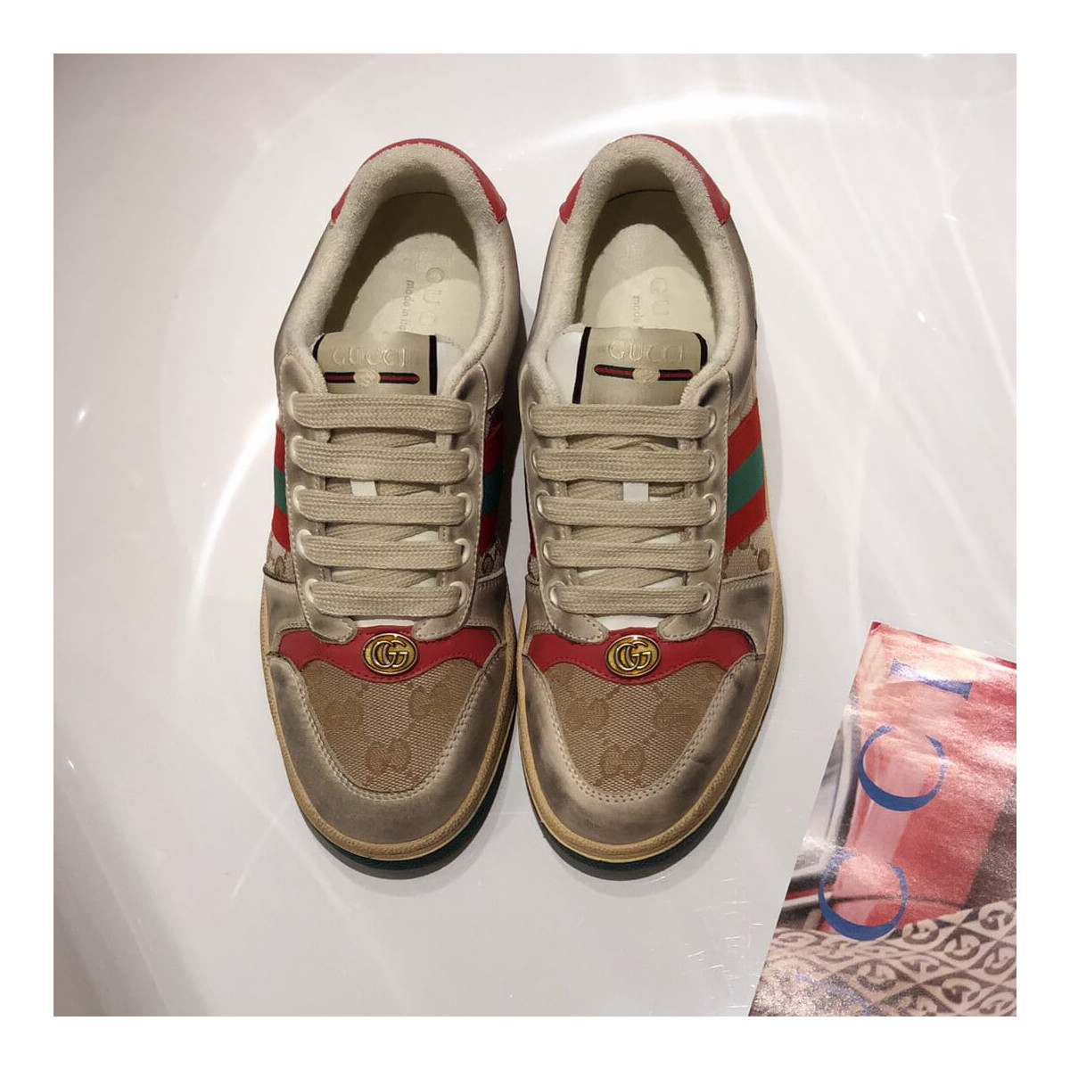 Gucci Screener Leather Sneaker 570443 Red