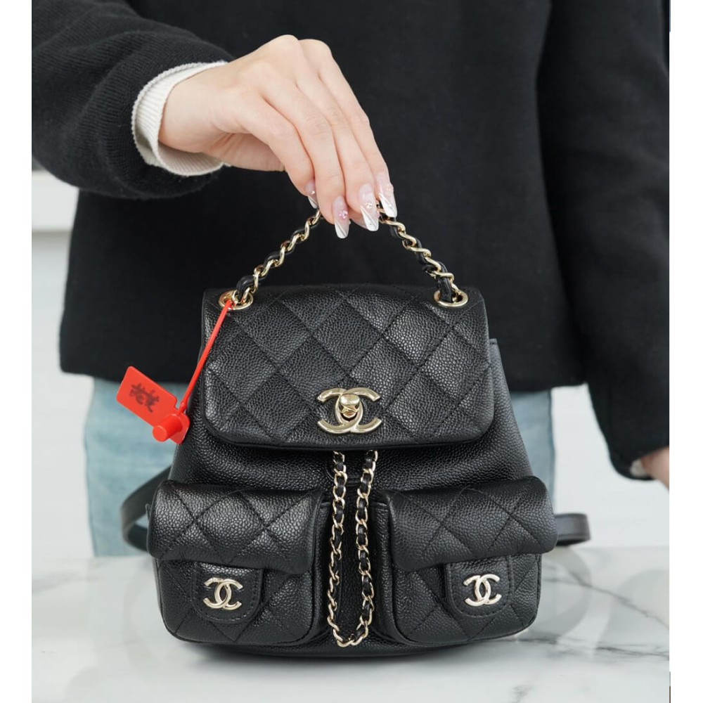 Chanel Mini Duma Backpack Caviar Calfskin Black AS3787