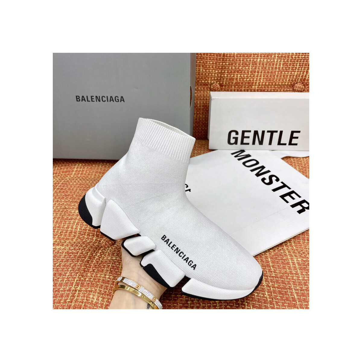 Balenciaga Speed 2.0 Knit Sock Sneakers 617239 White