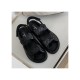 Chanel Caviar Gold CC Logo Velcro Dad Sandals G35927 Black