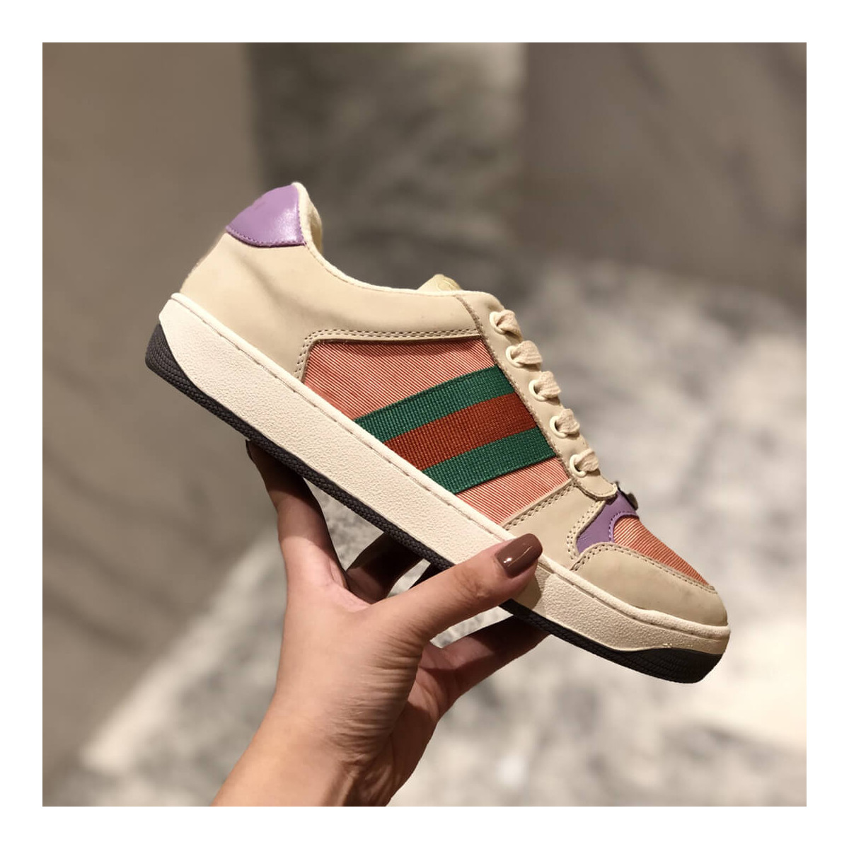 Gucci Screener Leather Sneaker 577684 Pink