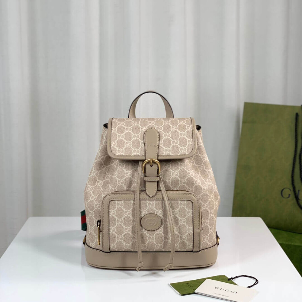 Gucci Backpack with Interlocking G Oatmeal Leather 674147