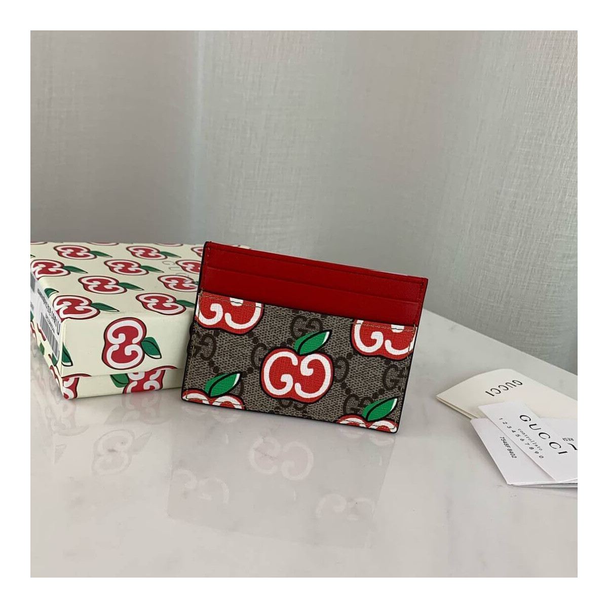 Gucci GG Apple Print Card Case 624898