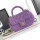 Chanel Mini Sequin Flap Bag with Top Handle Purple Tweed AS4573