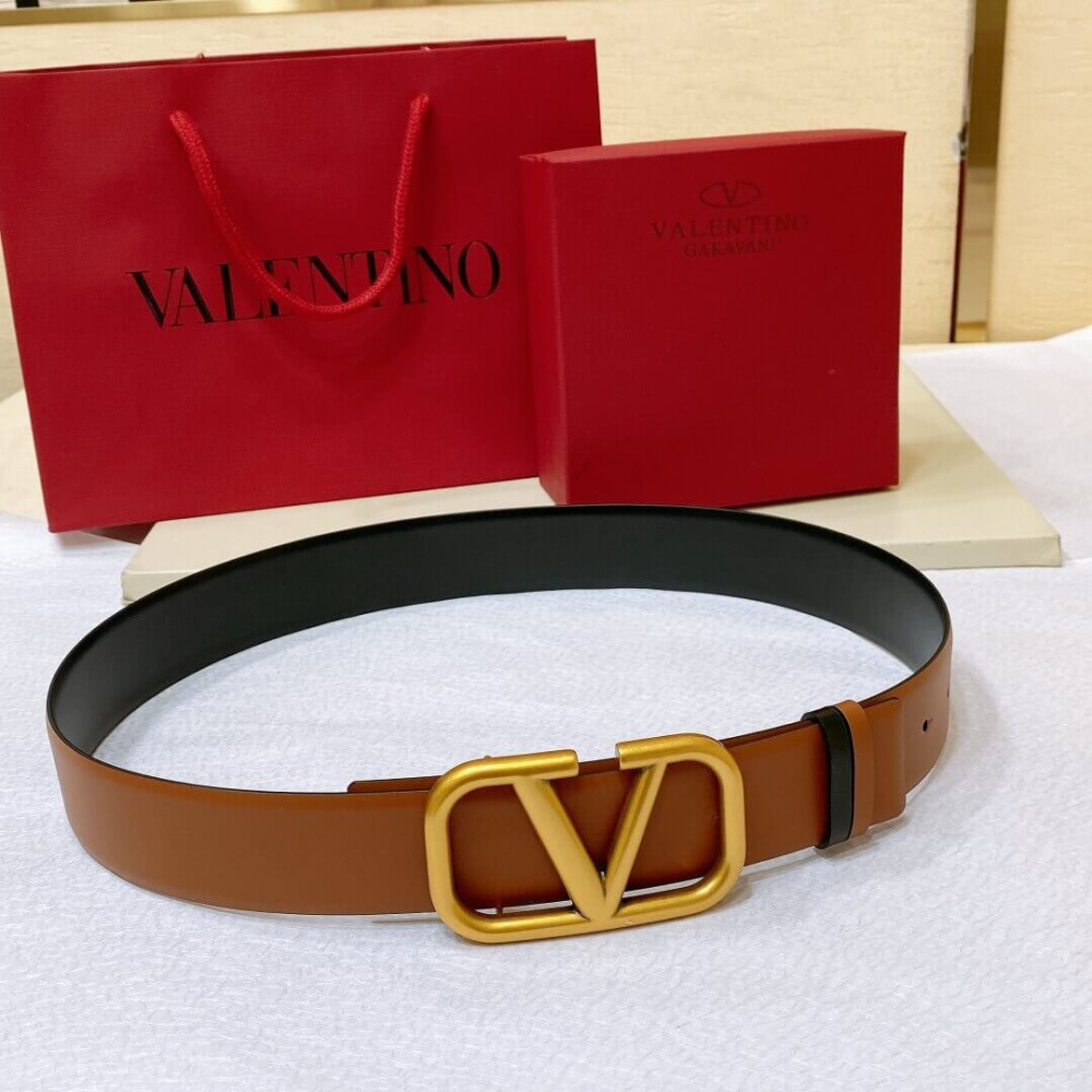 Valentino Reversible Vlogo Signature Belt In Glossy Calfskin 40 mm