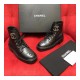 Chanel Black Quilted Leather Lace Up Boots