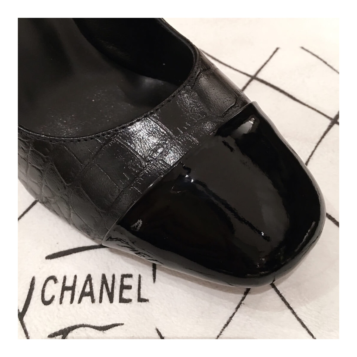 Chanel Crocodile Patent Pumps G35827