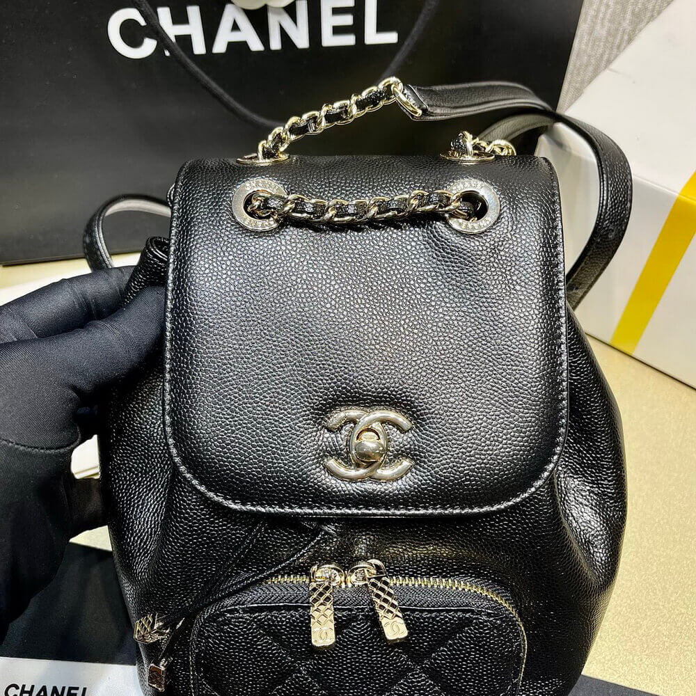 Chanel Business Affinity Mini Backpack in Black Caviar AS3530