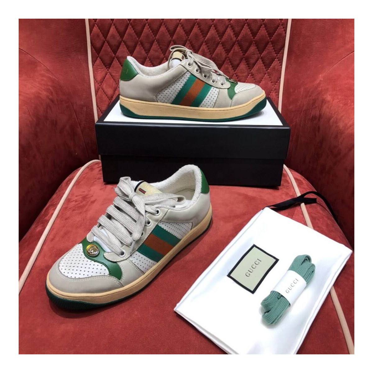 Gucci Screener Leather Sneaker 577684 White