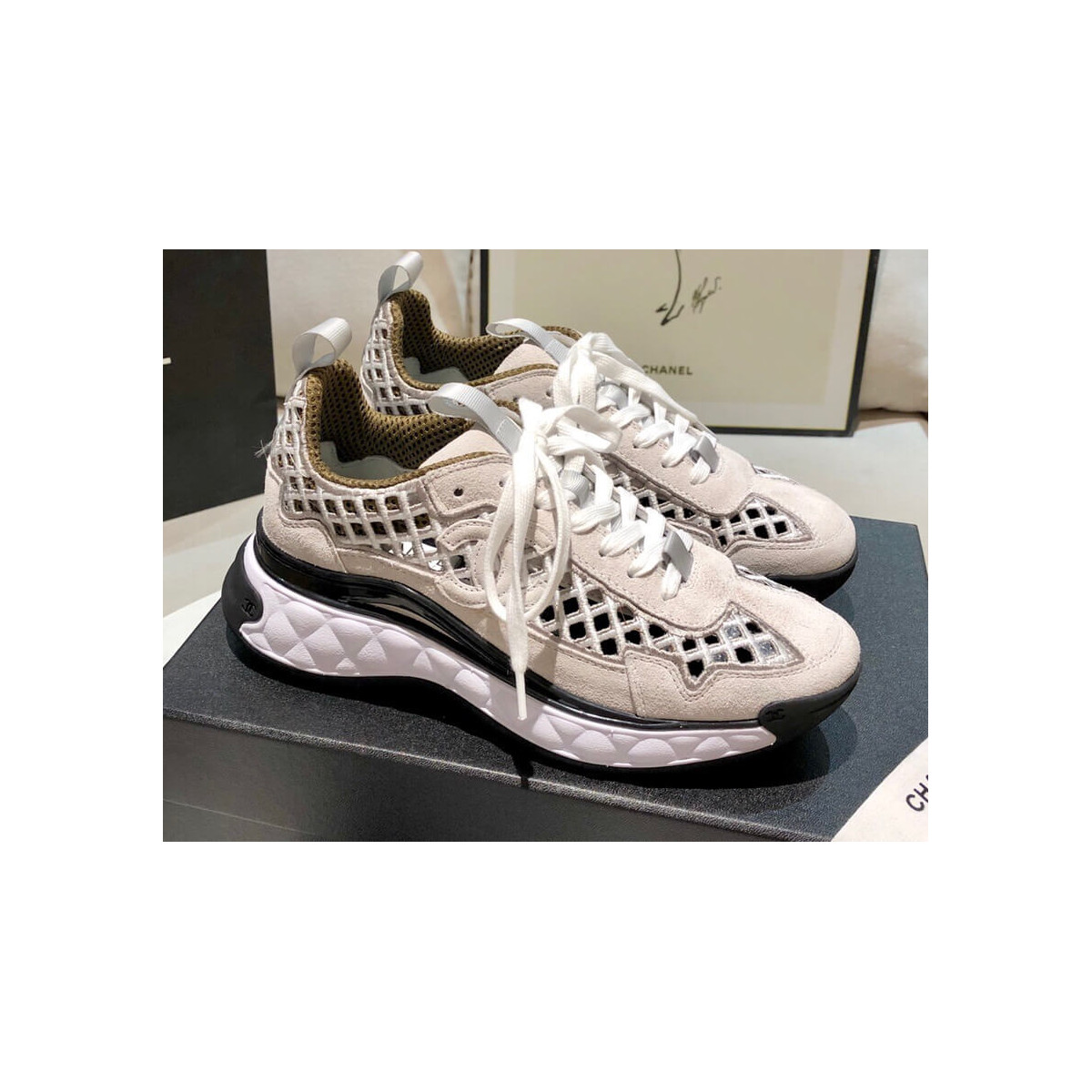 Chanel Suede Check Sneakers G37126