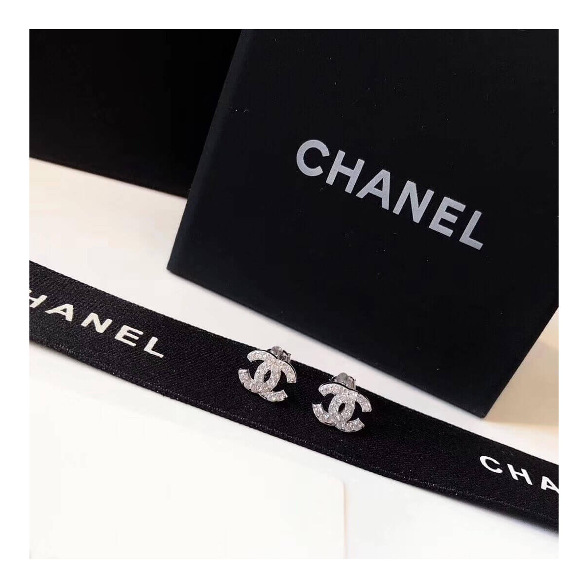 Chanel Crystal CC First Class Stud Earrings 447884