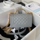 Chanel Boy Flap Bag With Handle Grained Shiny Calfskin A94805