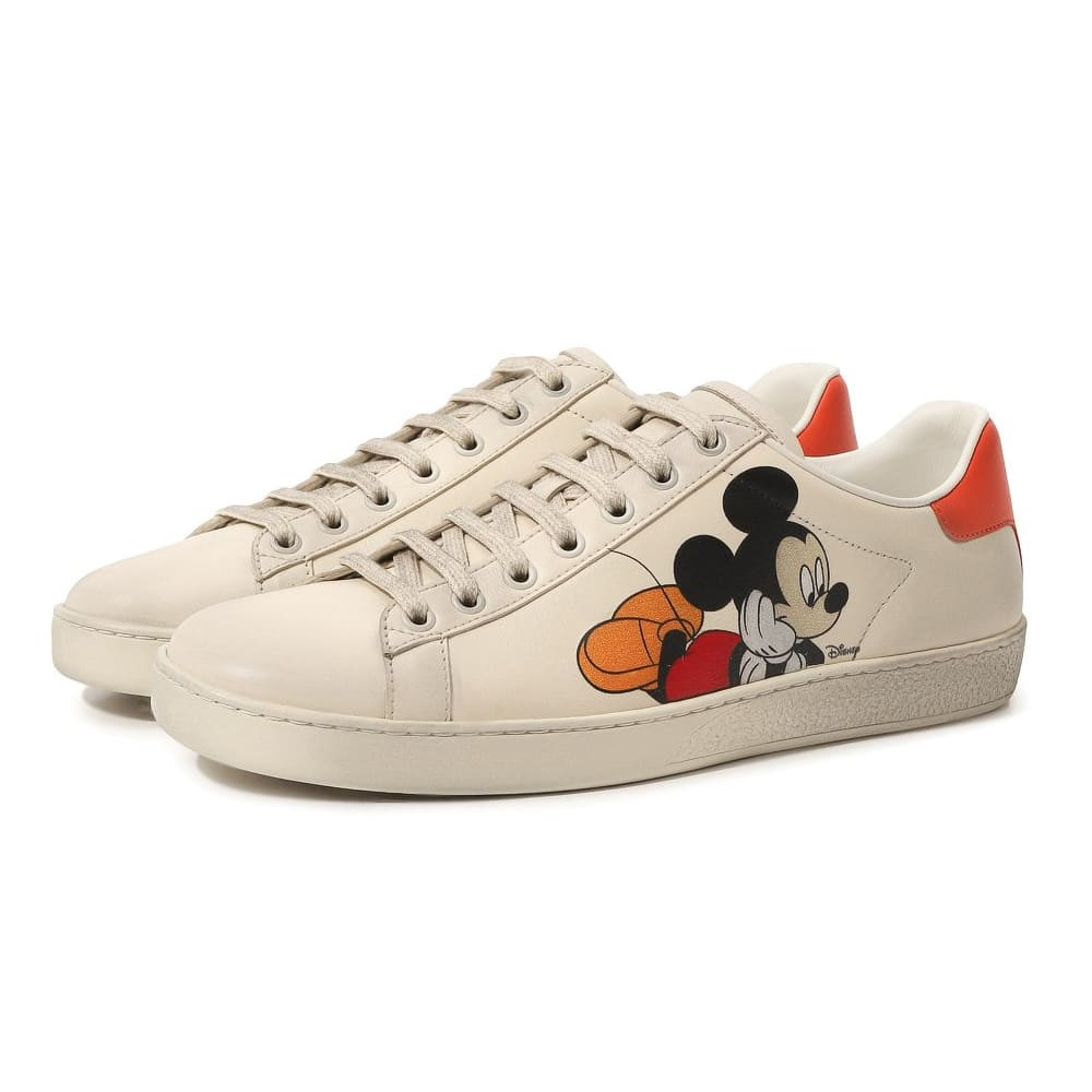 Gucci x Disney Ivory Leather Mickey Mouse Ace Sneaker 602129