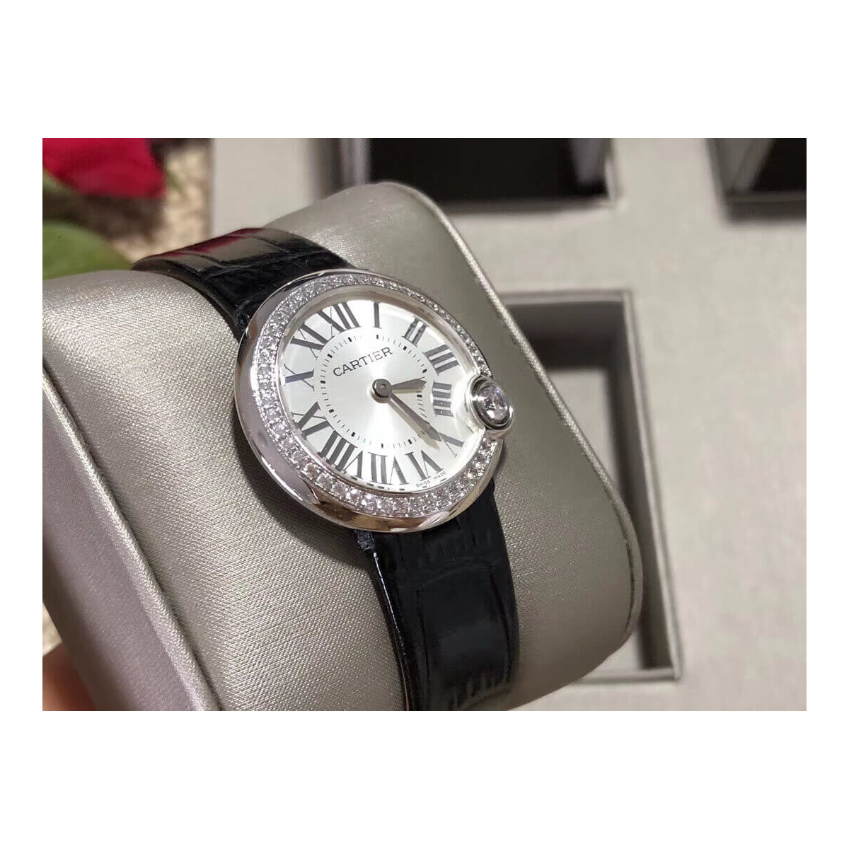 Cartier Ballon Blanc De Silver Diamonds Quartz Watch WGBL0005