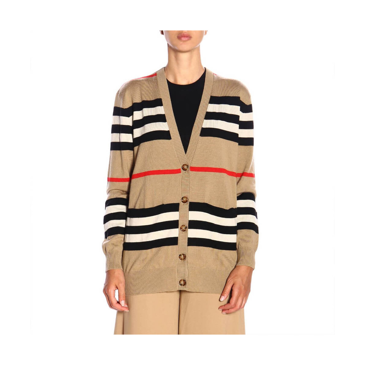 Burberry Icon Stripe Merino Wool Cardigan 80161691