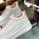 Chanel Grained Calfskin Leather Thick Sole Logo Sneakers G38808 White Light Pink