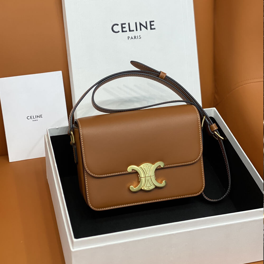 Celine Teen Triomphe Bag In Shiny Calfskin 188423