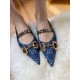 Gucci Ballet Flat With Horsebit In Blue Denim 621161