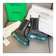 Bottega Veneta Rubber-Trimmed Leather Chelsea Boots Black/Green