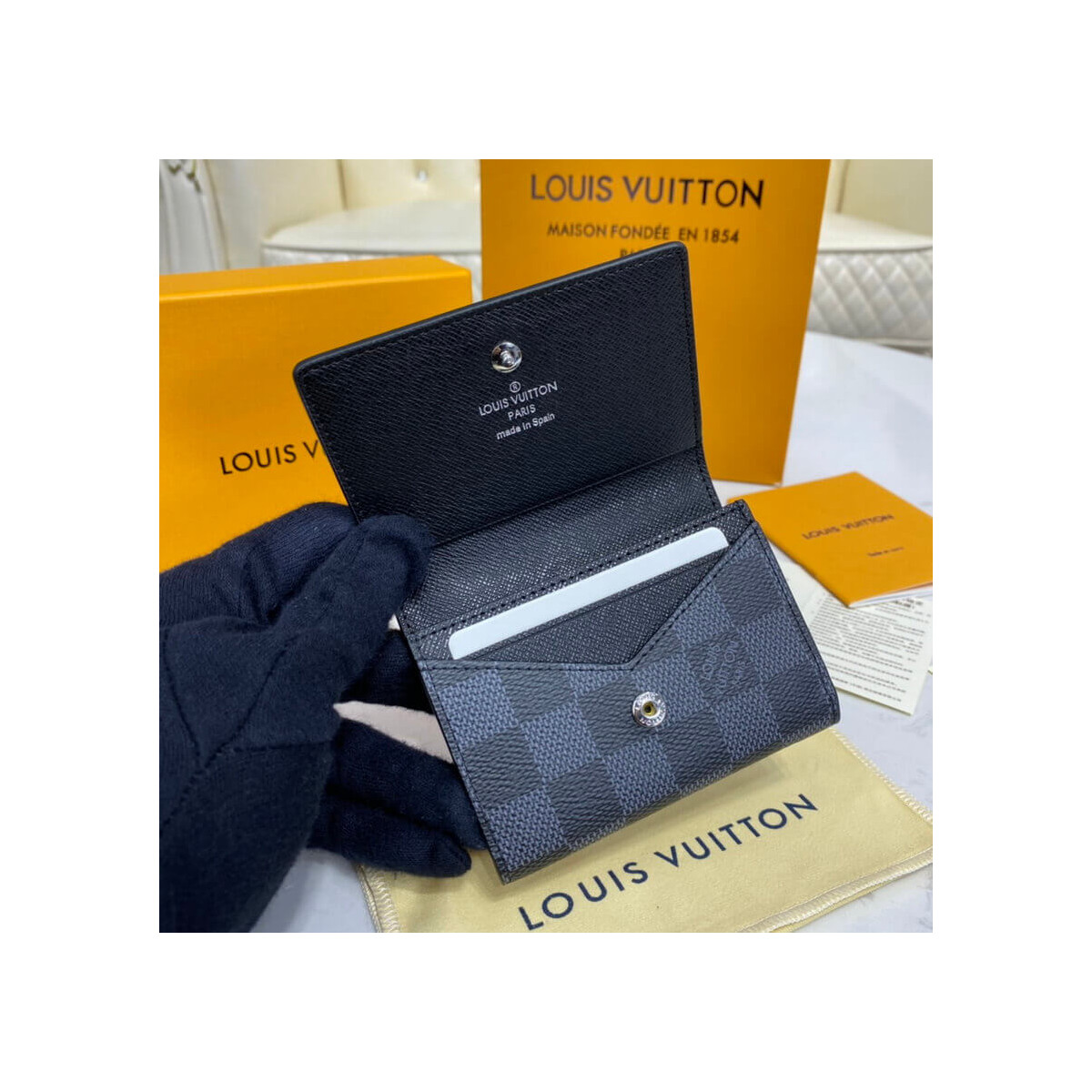 Louis Vuitton Damier Graphite Enveloppe Carte De Visite N63338